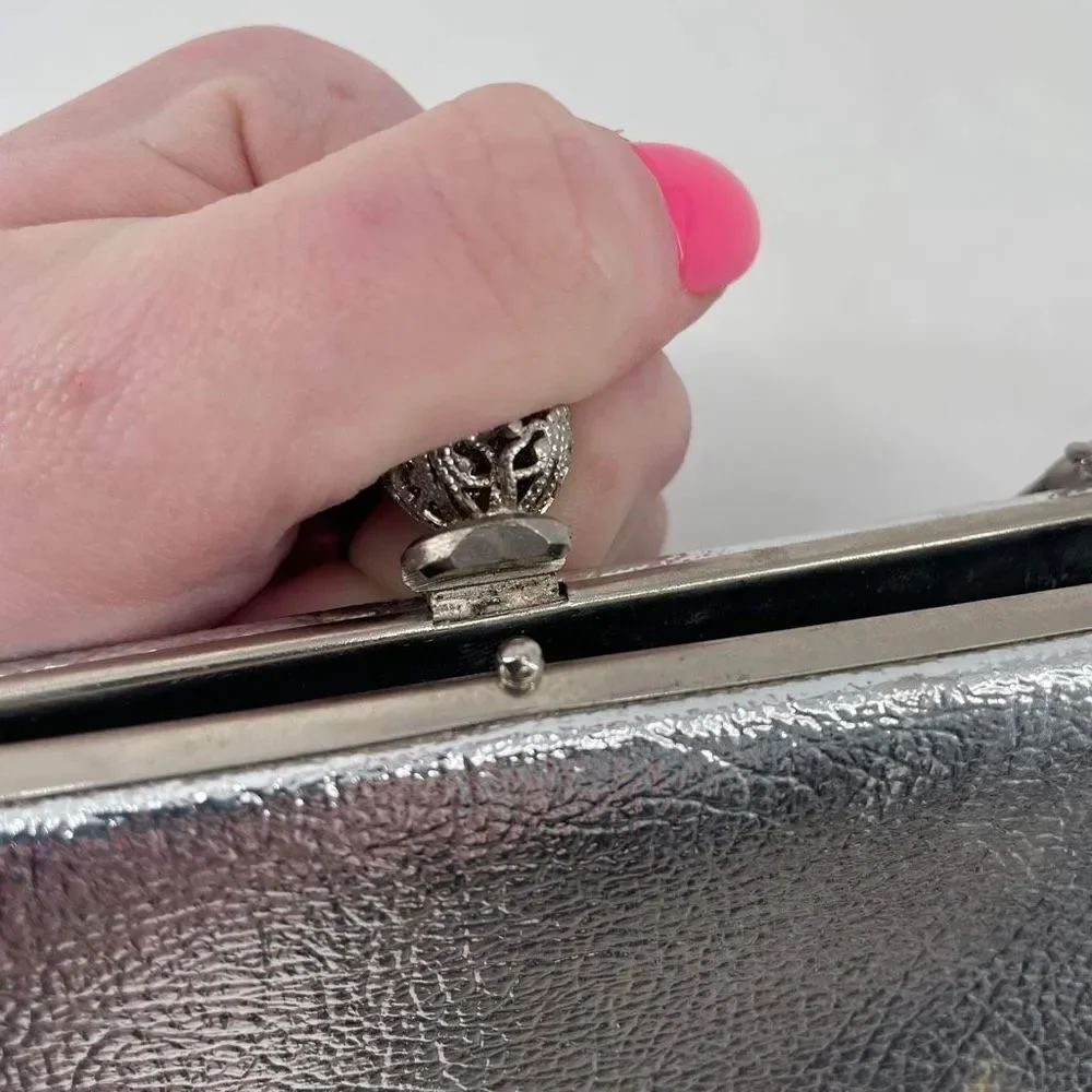 Vintage‎ Rulo Creations Women's Shimmer Clutch Handbag Evening Bag Silver Small